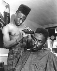 "Big Daddy Kane" getting his "Fade" haircut all trimmed up. (Image courtesy of Fashion Bomb Daily).