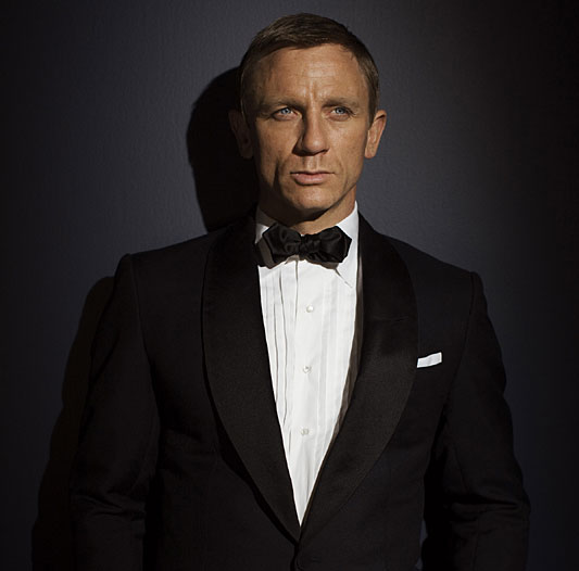 James Bond, wearing black tie.
