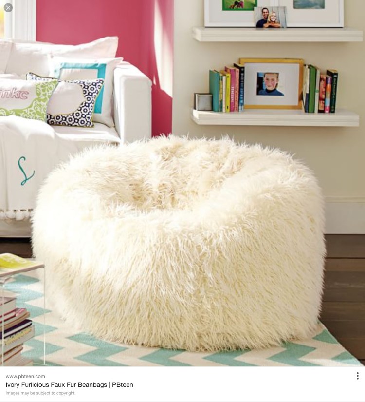 The ultimate in comfort - a nature-friendly furlicious faux fur white beanbag just waiting to be sat in.