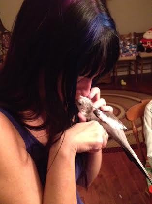 Pearl and his large featherless assistant share the kind of moment that makes it all worthwhile!