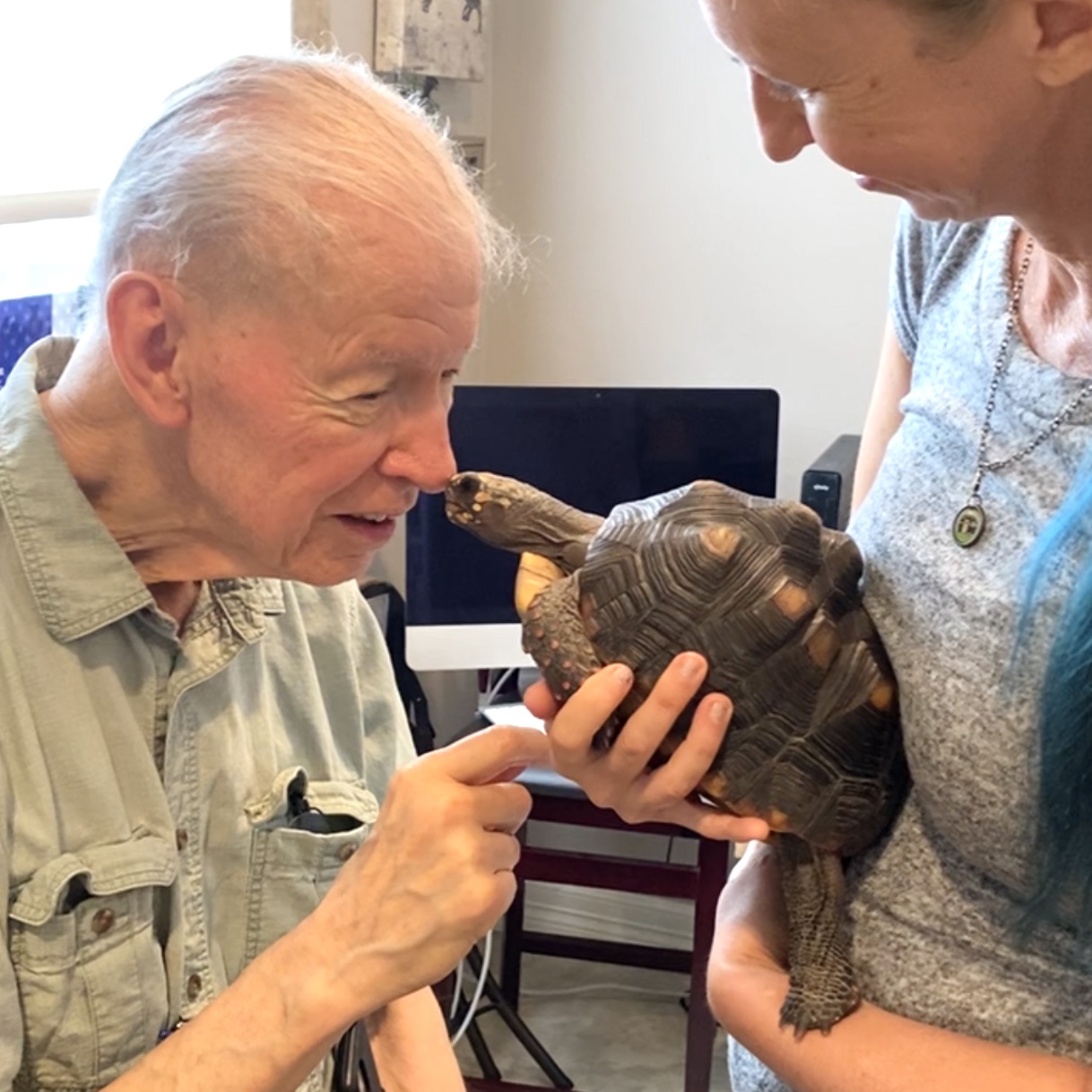 grandpa with tortoise